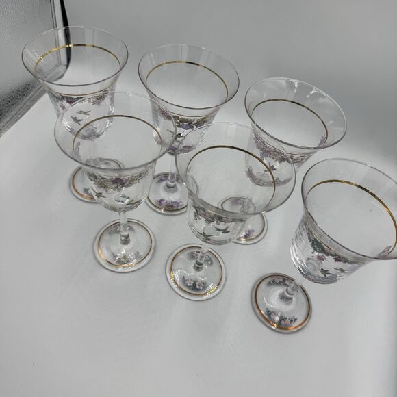 Lena Liu Bradex Hummingbirds and Flowers Wine Glasses Goblets  Set of 6 - Picture 2 of 13